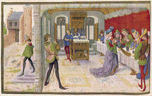 People At A Medieval Banquet. Date: Medieval