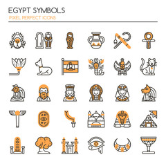 Egypt Symbols , Thin Line and Pixel Perfect Icons.