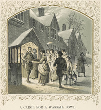 Wassailing: Carol Singers Rewarded With The Wassail Bowl.. Date: 16th/17th Century
