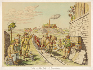 Wall Mural - Horse-Drawn German Rail. Date: beginning 19th century