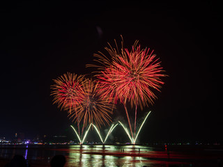 Colorful firework display on celebration night   