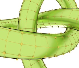 Wall Mural - abstract geometric shape with trefoil knot. 3d rendering. polygonal wireframe infinity loop model