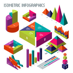 Wall Mural - Isometric 3d vector diagrams and graphs for your information infographic and business presentation