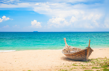 Wall Mural - beach and fishing boat, koh lanta, thailand
