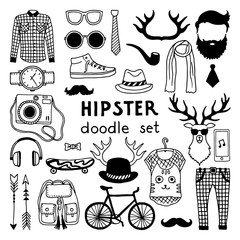 Wall Mural - vector doodle set with different hipster style elements