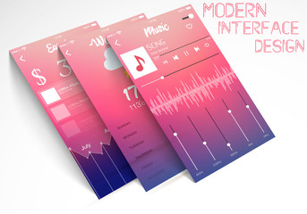Wall Mural - Modern Application Interface Design in 3d style