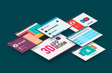 Wall Mural - Isometric app concept