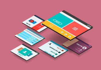 Wall Mural - Isometric app concept