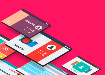 Wall Mural - Isometric app concept