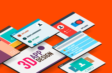 Wall Mural - Isometric app concept