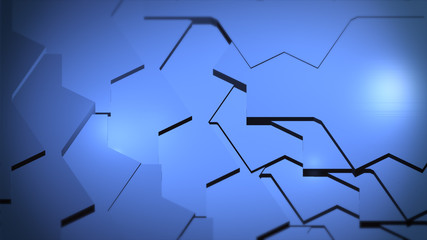 Wall Mural - blue abstract hexagonal glowing background, futuristic concept. 3d rendering