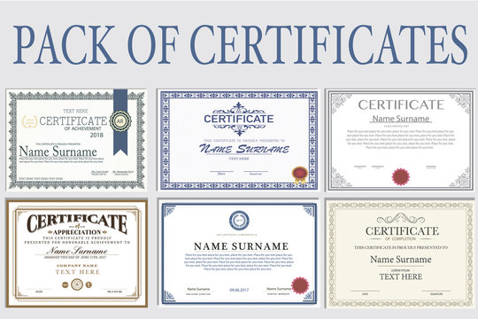 Wall Mural -  - Collection of isolated Certificates in different styles 