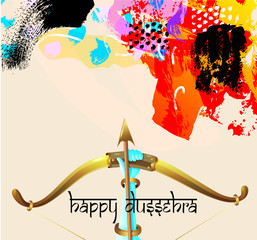 Canvas Print - happy dussehra greeting card with krishna bow