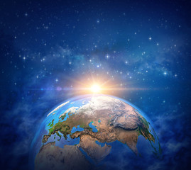 Wall Mural - sunrise on planet earth