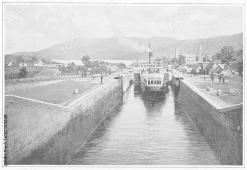 Fotografie, Obraz Caledonian Canal - circa 1900. Date: circa 1900