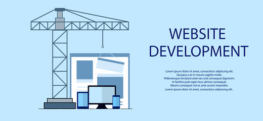 Flat design of website under construction, web page building process, site form layout of Web Development.