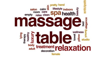 Sticker - Massage table animated word cloud, text design animation.