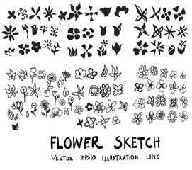 Wall Mural - Flower Doodle Sketch line vector set eps10