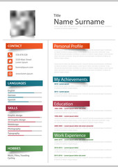  Professional resume cv with color stickers template