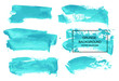Vector blue watercolor brush stroke collections isolated on white background. Hand drawn elements for your design.