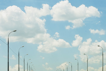 empty road bridge with cloud and blue sky