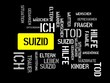 SUIZID - LEBEN - Bilder mit Wörtern aus dem Bereich Suizid, Wortwolke, Würfel, Buchstabe, Bild, Illustration