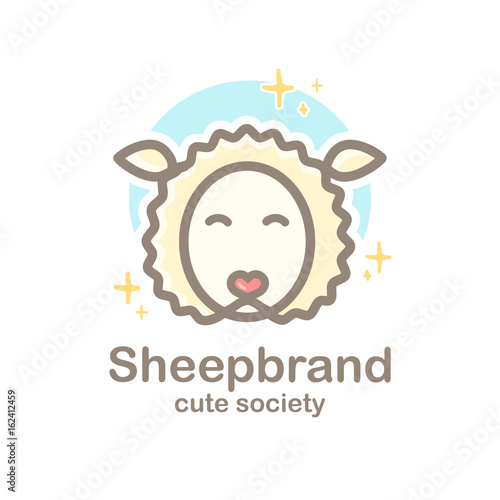 Pastel Color Logo Design Template With Animal Head Cute Sheep