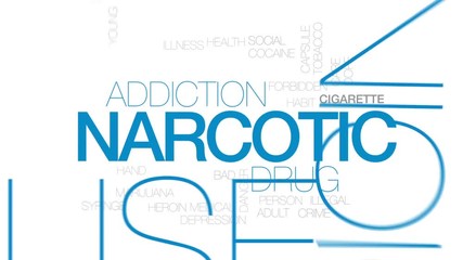 Wall Mural - Narcotic animated word cloud, text design animation. Kinetic typography.