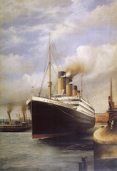 Wall Mural - RMS Titanic docked. Date: 1912