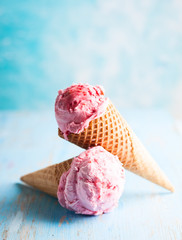 Ice cream with raspberry