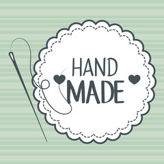 Sticker - vintage hand made logotypes and labels craft knitting art labels tags with lettering vector illustration graphic design