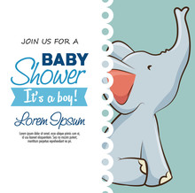 Baby Shower Boy Invitation Card Vector Illustration Graphic Design