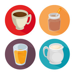 Sticker - breakfast drinks concept vector illustration graphic design