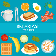 Canvas Print - brakfast concept with food and drinks vector illustration graphic design