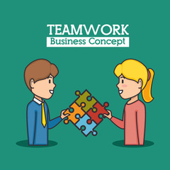 Sticker - colleagues collaboration teamwork business concept vector illustration graphic design