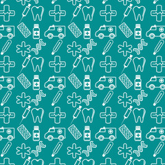 Wall Mural - seamless pattern with medical elements vector illustration graphic design