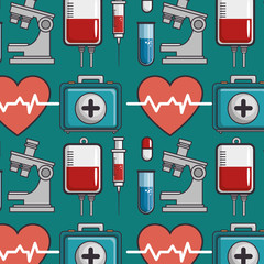 Wall Mural - seamless pattern with medical elements vector illustration graphic design