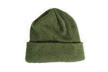 Green Winter Hat, Beany Isolated On White Background Isolated