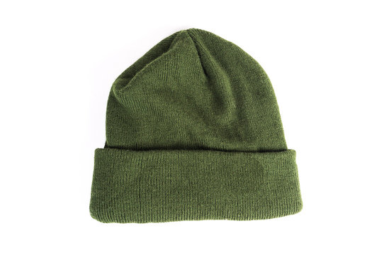 Fototapete - Green winter hat, beany isolated on white background isolated