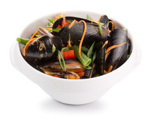 Mussels With Vegetables In A Plate