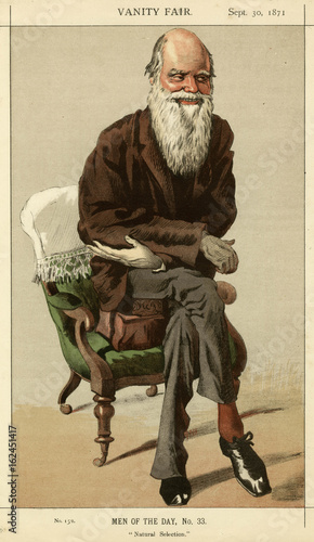 Fotomural Charles Darwin caricatured in Vanity Fair. Date: 1871