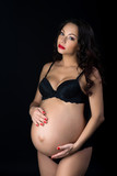 Young pregnant woman in black lingerie - Stock Photo [48368298] - PIXTA