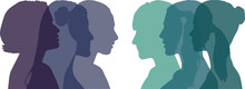 Profile Of Six Different Women, Vector