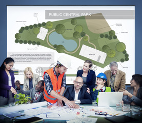 Wall Mural - public park layout map information concept