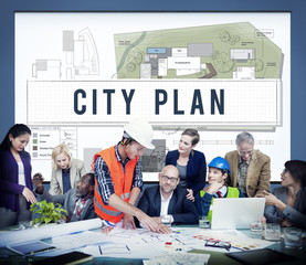 Wall Mural - city plan municipality community town management concept