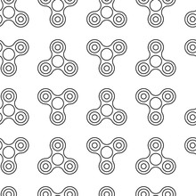 Seamless Pattern From Fidget Spinners On White Background Of Vector Illustration