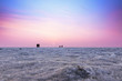 Multicolored sunset landscape silhouette of the Great Rann of Kutch, Gujarat