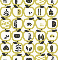 Aufkleber - seamless pattern with apples and leaves