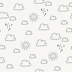 Aufkleber - seamless pattern with sun and clouds