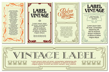 Vector Flowers Vintage Labels On Different Versions.